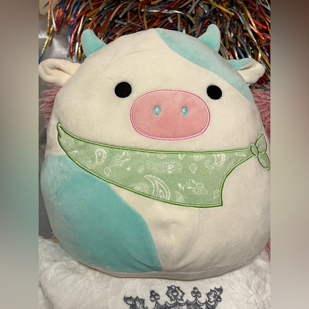 Belana cow green bandana squishmallow